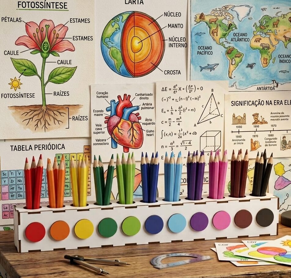 Porta Lápis de Cor Montessori Branco