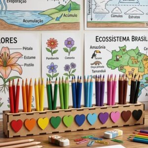 PORTA LÁPIS DE COR MONTESSORI CORAÇÃO